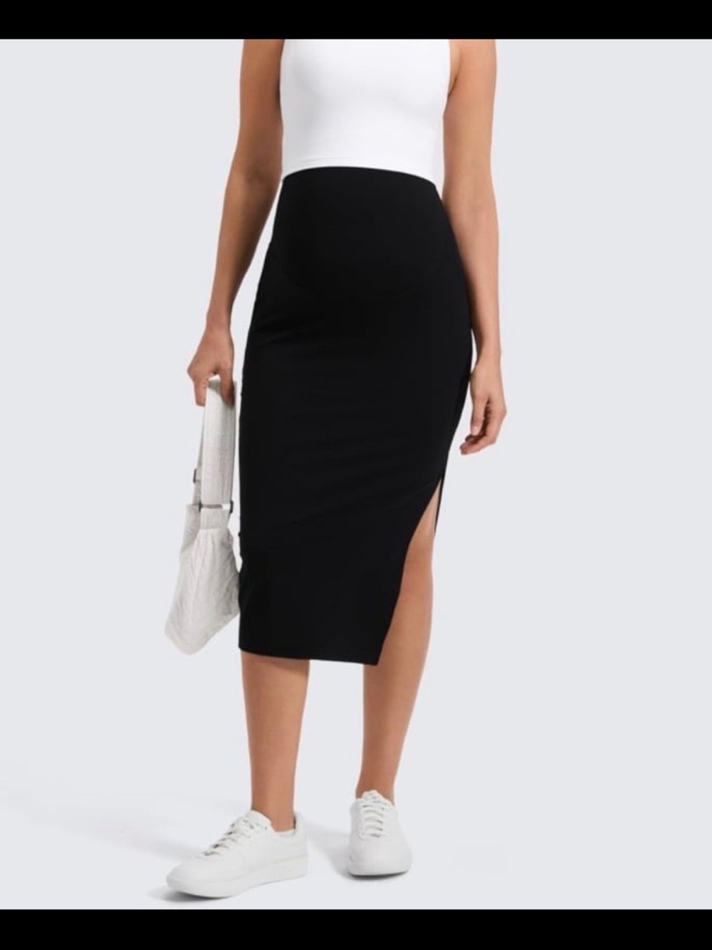 Classic Black Midi Pencil Skirt with Side Slit